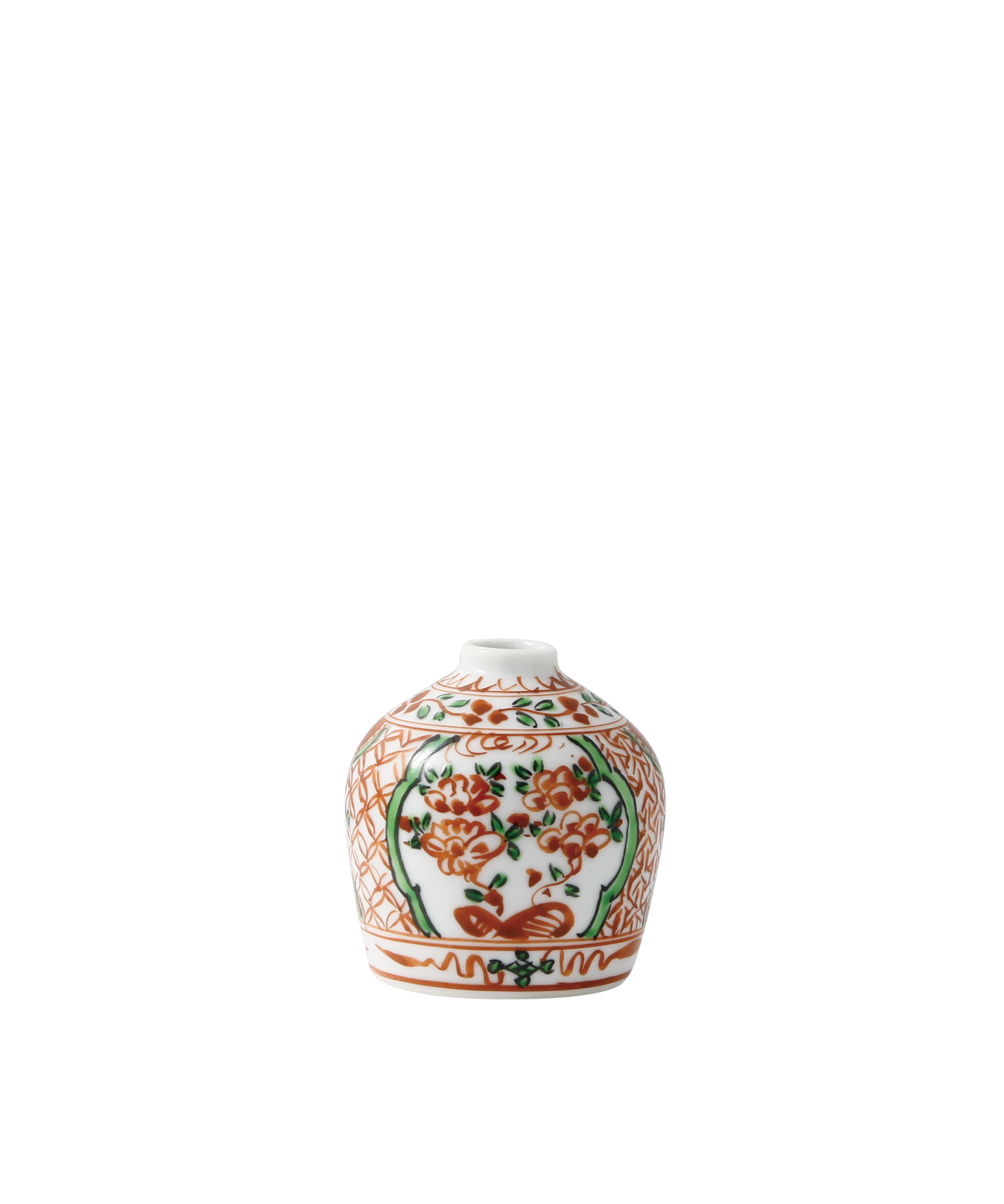 涙壺 - 蹲型 赤絵