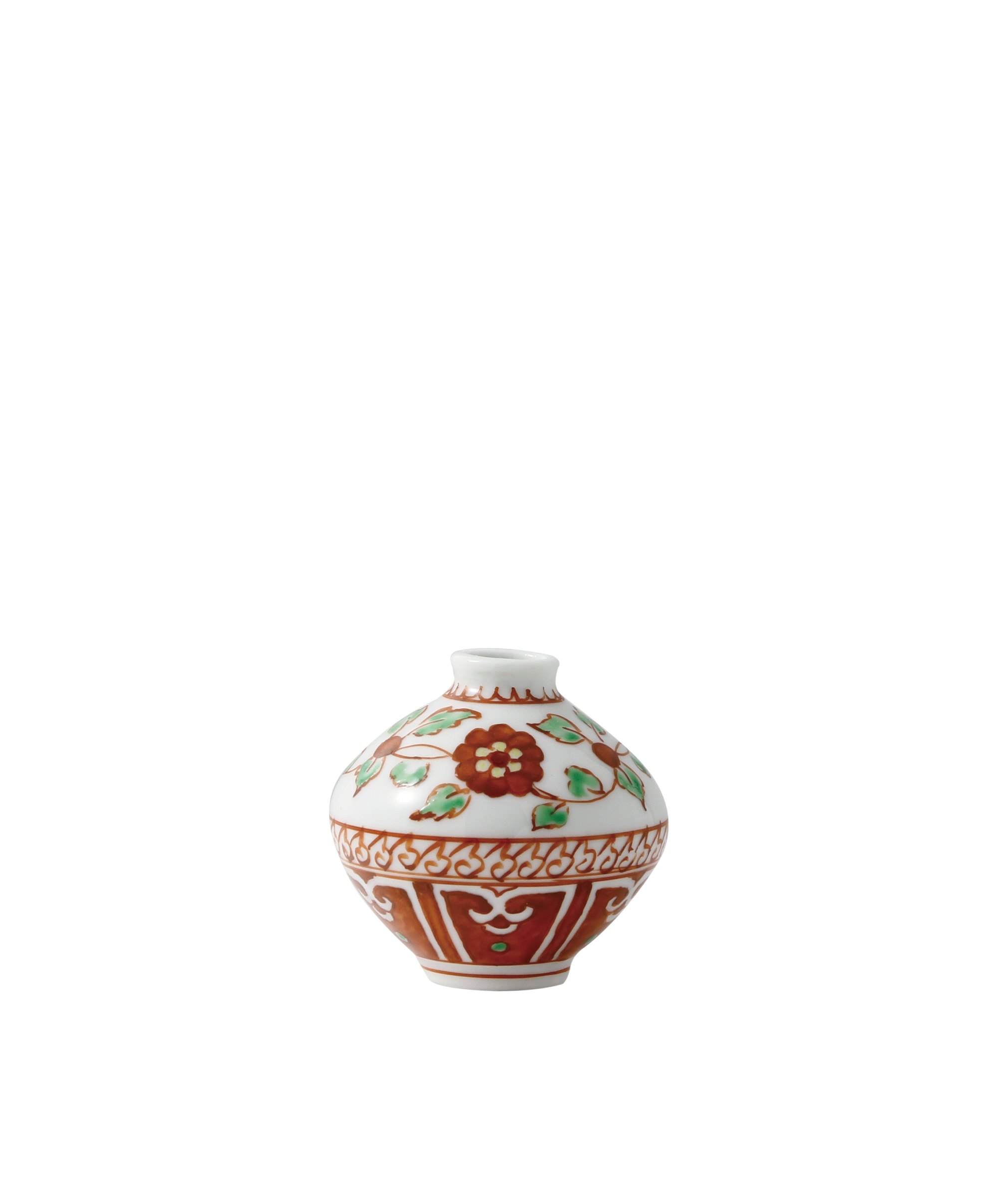 涙壺 - 達磨型 赤絵