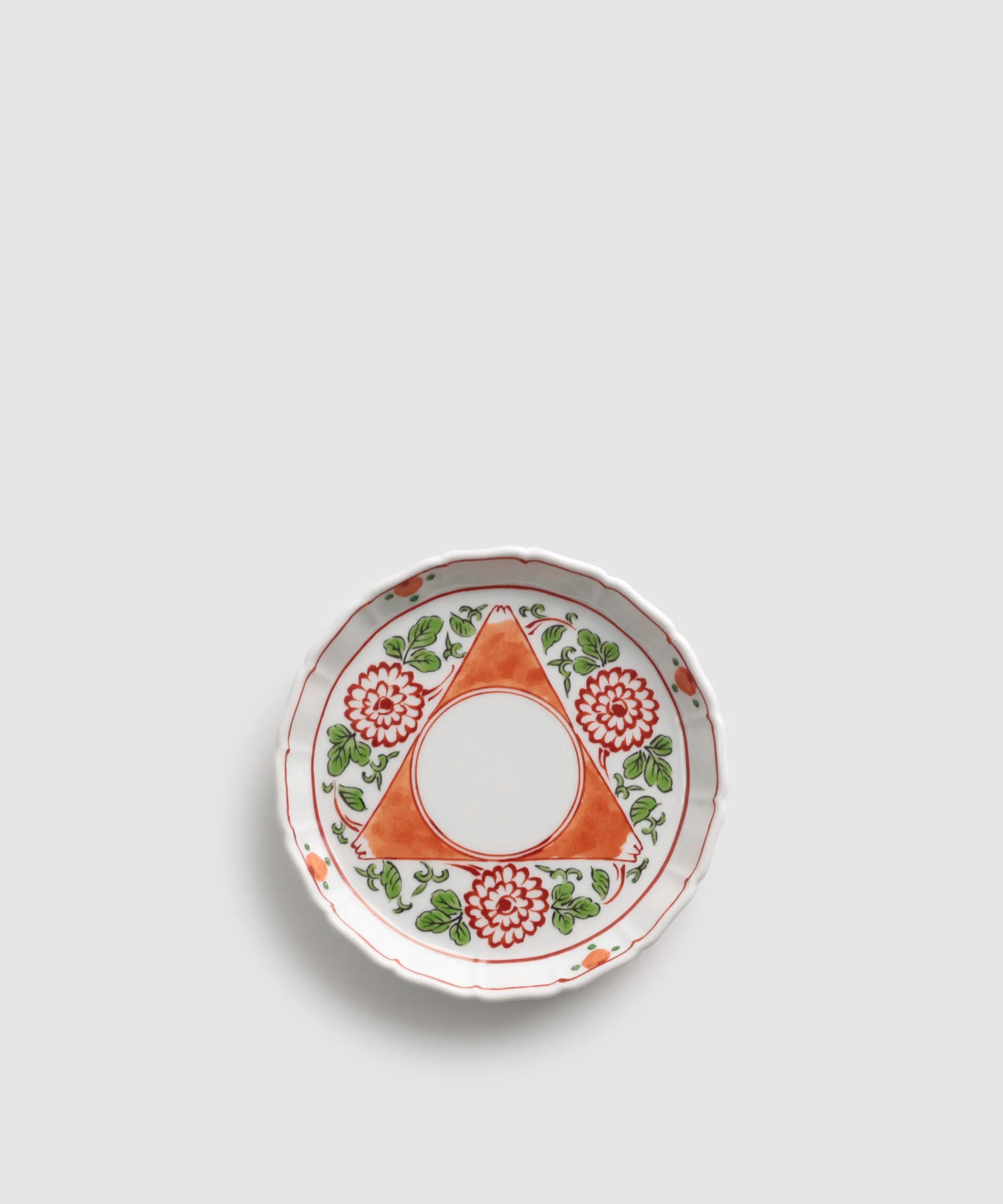 色絵三方富士菊花文 色絵三方富士菊花文