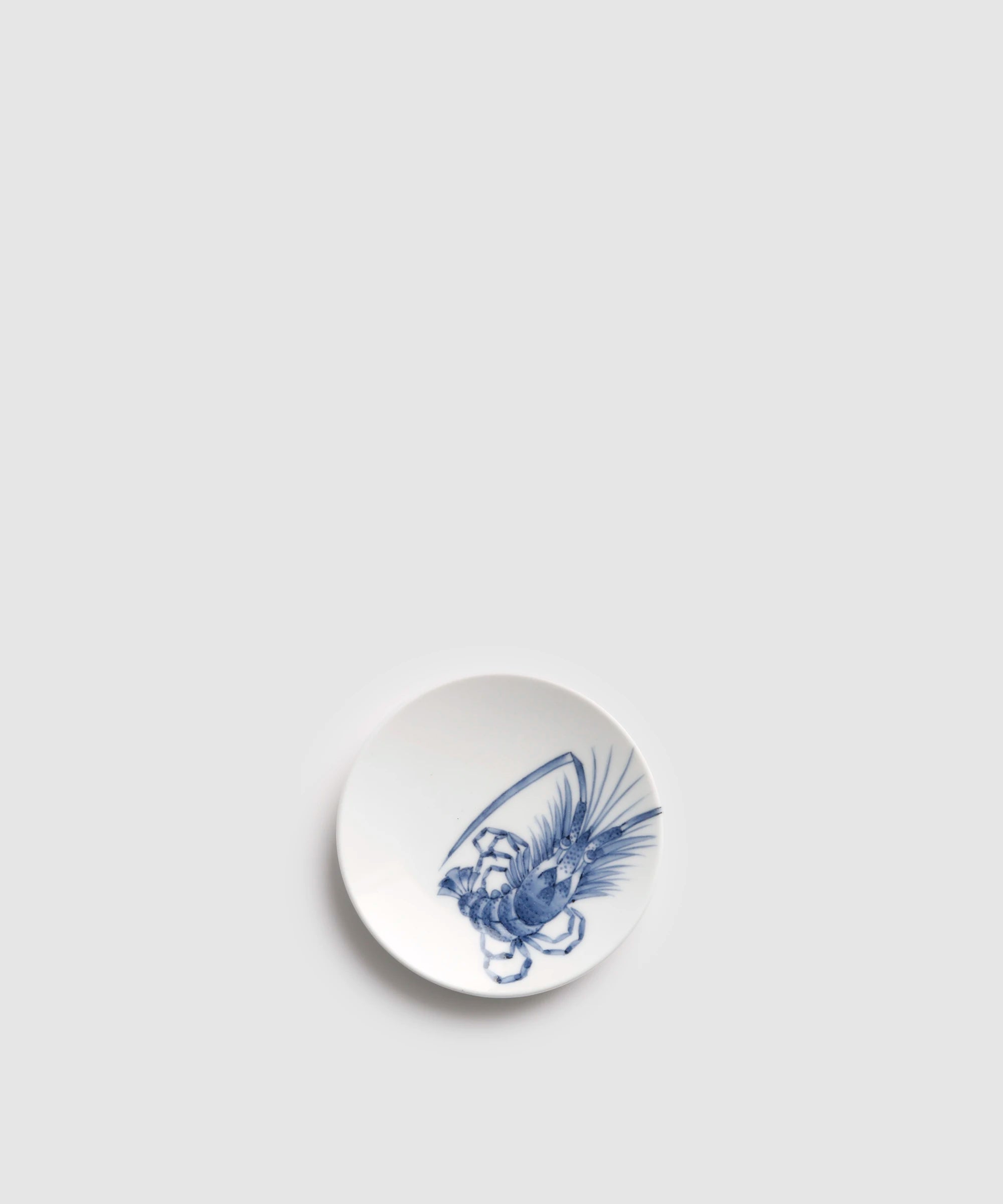 染付海老絵 - 3寸平小皿