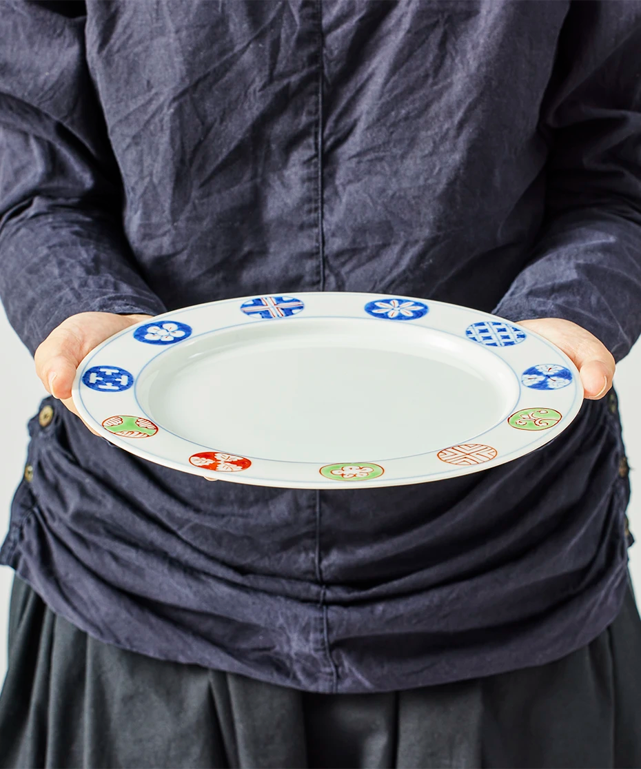 染錦丸紋 - 縁起皿