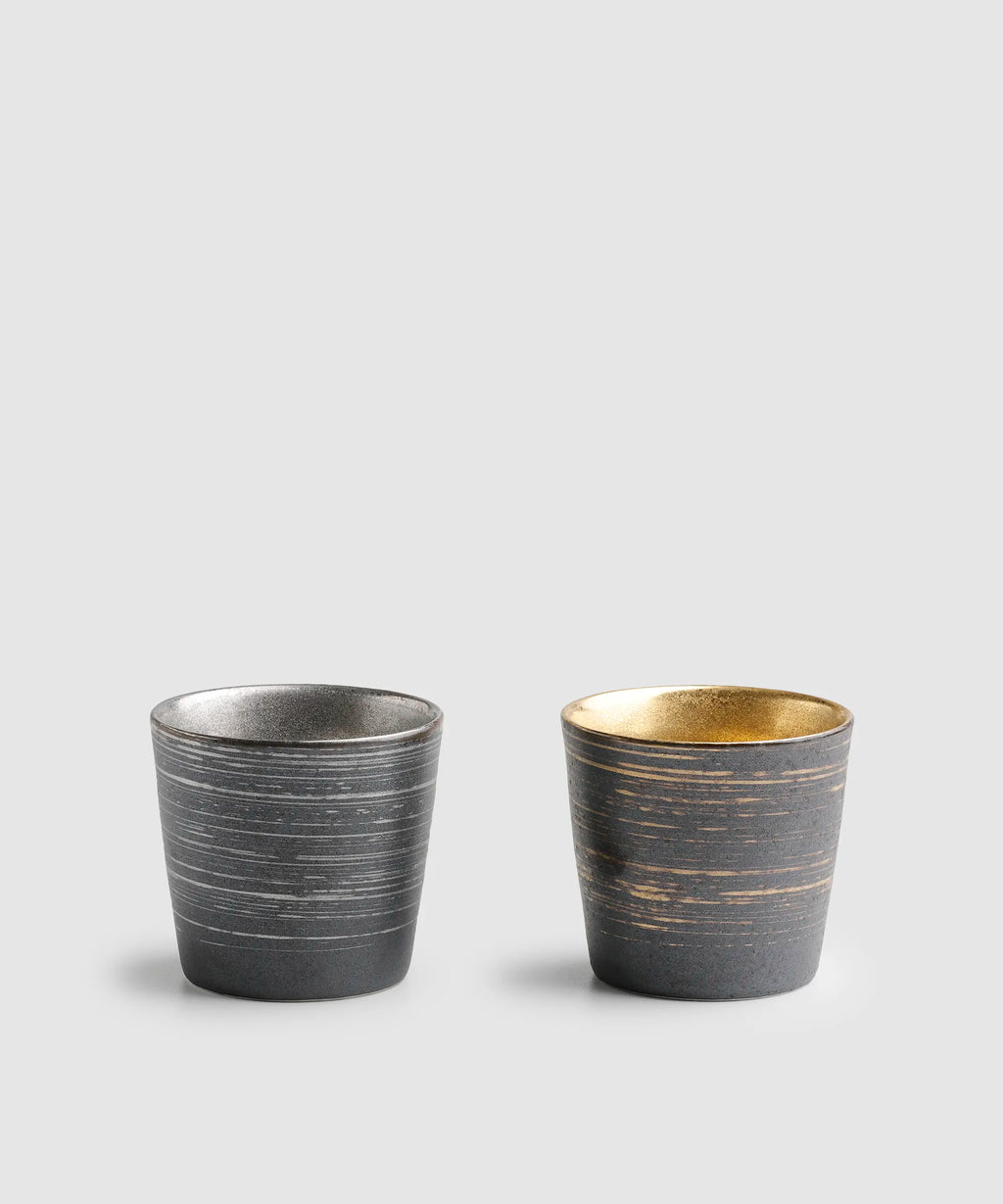 金銀塗外刷毛 - 突立ロックカップ ペア | 有田焼(ありたやき)の専門