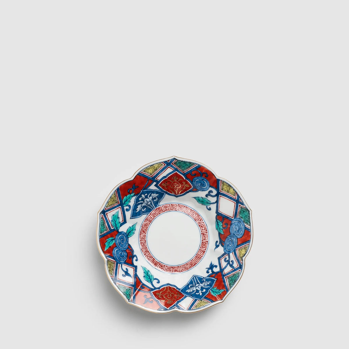 大正〜昭和前期 アンティーク有田 染錦 山水図 取皿 20枚 岩城窯印有