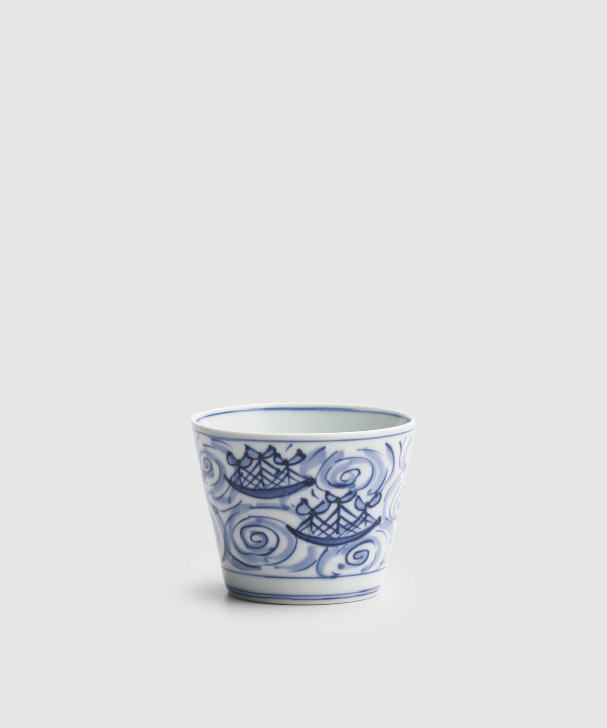 有田焼 六代 佐藤走波 相州江の嶌 蕎麦猪口 湯呑 富士山 帆掛船 山水画