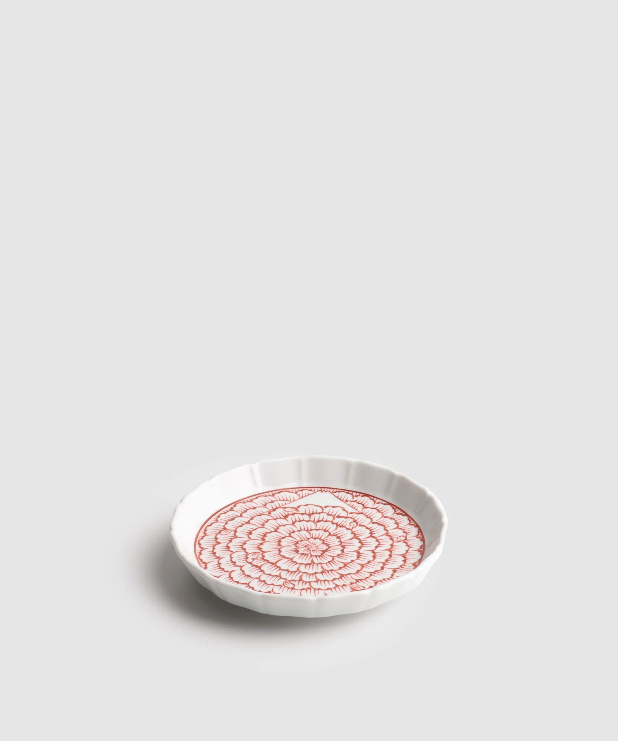 赤絵花弁富士山図 - 桔梗渕4.5寸皿