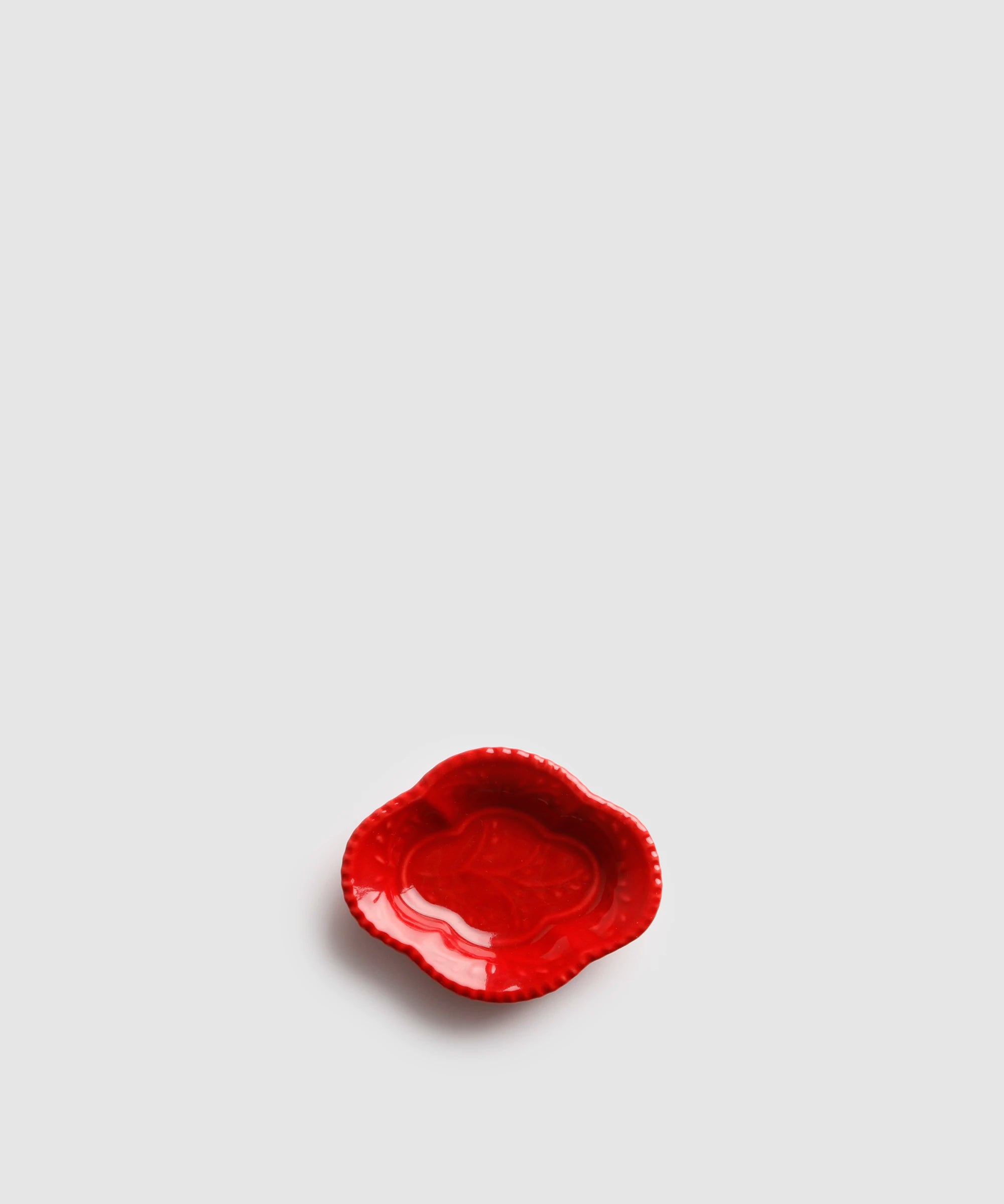 赤釉 - 木瓜手塩皿